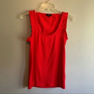 J crew Women’s Ribbed sleeveless tank top shirt size Medium with ruffle red